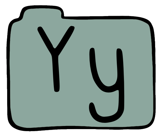 light green file folder with capital and lowercase Y on it.